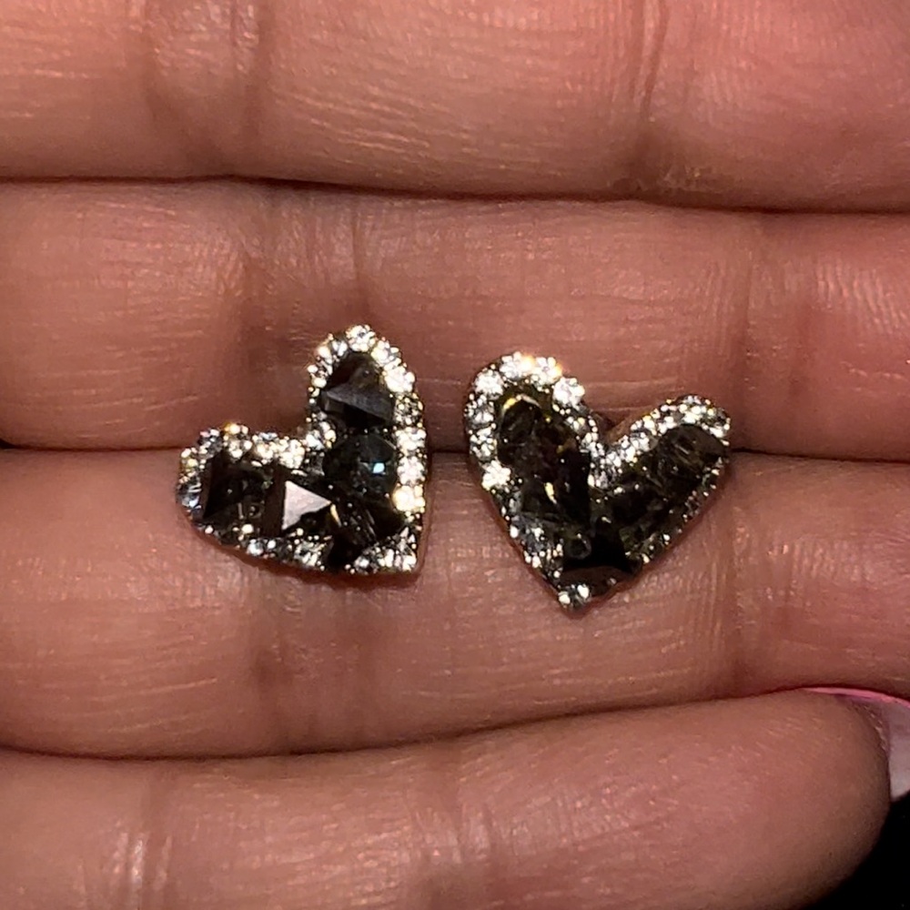 ✨ BRAND NEW ✨ Gold Heart Geode Studs